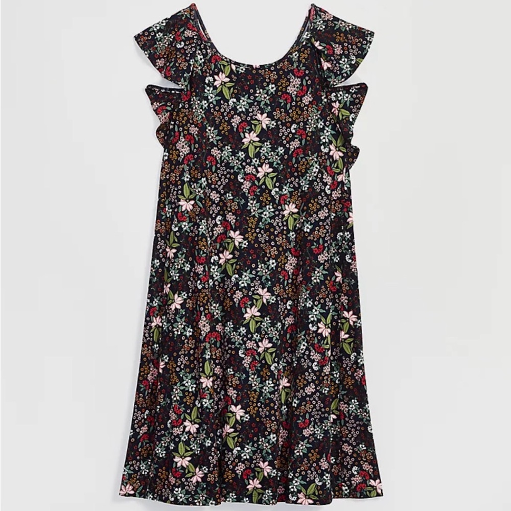 LOFT Garden Swing Ruffle Sleeve Floral Dress